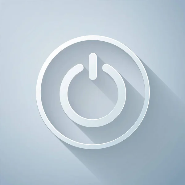 Einschaltknopf Symbol Isoliert Auf Grauem Hintergrund Startschild Papierkunst Vektorillustration — Stockvektor