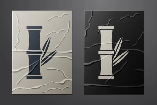White Bamboo Symbol isoliert auf zerknittertem Papier Hintergrund. Papierkunst. Vektorillustration — Stockvektor