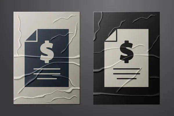 Λευκό εικονίδιο χρημάτων Συμβόλαιο απομονώνονται σε τσαλακωμένο φόντο χαρτί. Τραπεζικό έγγραφο δολάριο αρχείο χρήματα σελίδα. Στυλ χάρτινης τέχνης. Εικονογράφηση διανύσματος — Διανυσματικό Αρχείο