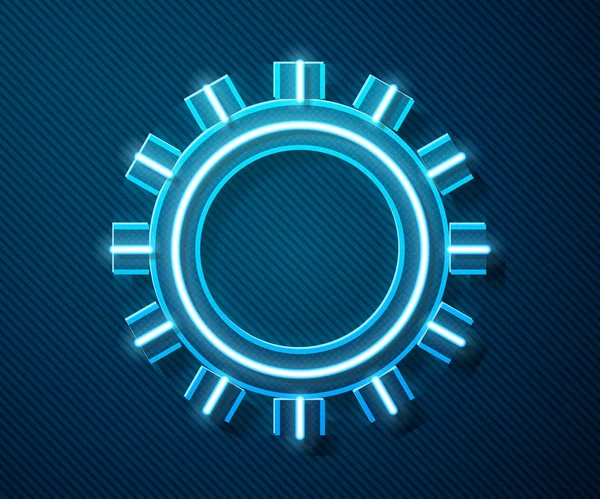 Zářící neonová čára Ikona Slunce izolovaná na modrém pozadí. Letní symbol. Hezký slunečný den. Vektorová ilustrace — Stockový vektor