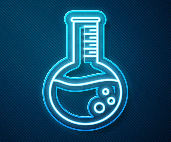 Glowing neon line Oil petrol test tube icon isolated on blue background. Vector Illustration — Stock Vector