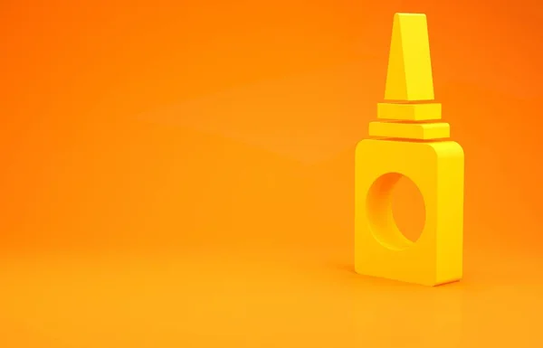 Amarelo Ícone de spray nasal garrafa isolado no fundo laranja. Conceito de minimalismo. 3D ilustração 3D render — Fotografia de Stock