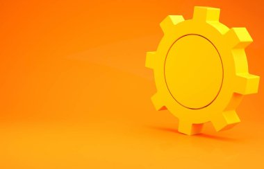 Sarı yağ ve gaz endüstriyel yapı ikonu turuncu arka planda izole edildi. Minimalizm kavramı. 3d illüstrasyon 3d canlandırma