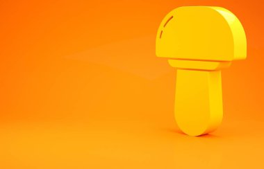 Sarı mantar ikonu turuncu arka planda izole edildi. Minimalizm kavramı. 3d illüstrasyon 3B canlandırma