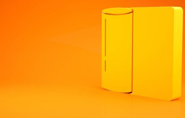 Sarı kağıt havlu rulo ikonu turuncu arka planda izole edildi. Minimalizm kavramı. 3d illüstrasyon 3B canlandırma