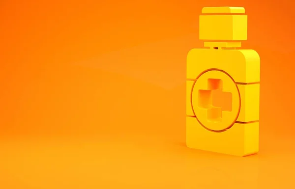 Желтая Бутылка Лекарственного Сиропа Икона Выделена Оранжевом Фоне Концепция Минимализма — стоковое фото
