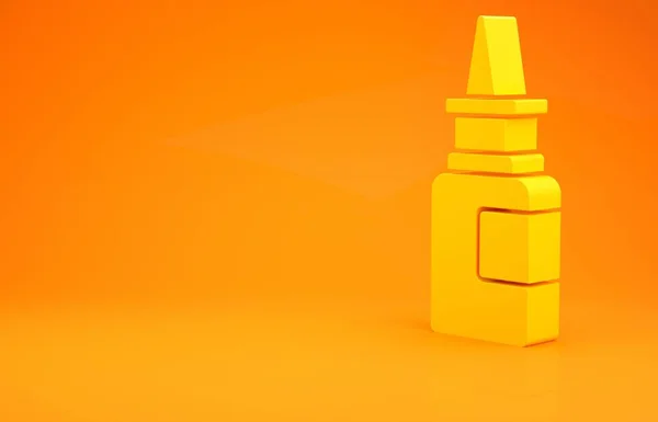 Amarelo Ícone Spray Nasal Garrafa Isolado Fundo Laranja Conceito Minimalismo — Fotografia de Stock