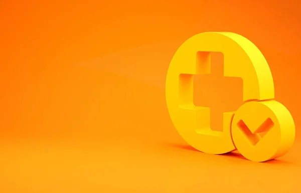 Yellow Cross Hospital Medical Icon Isolated Orange Background First Aid — Stock Photo, Image