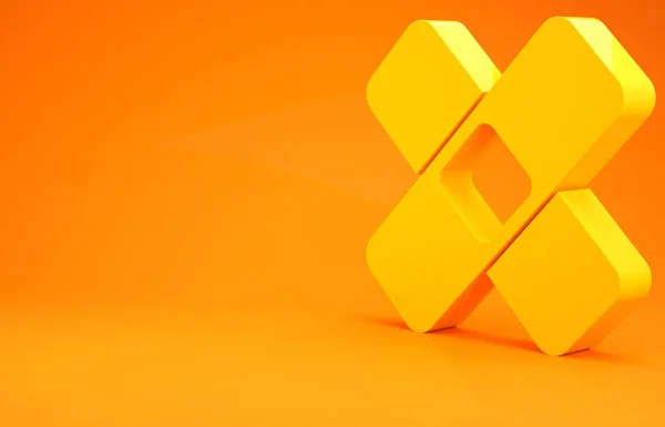 Gelbes Kreuzbandpflaster Symbol Isoliert Auf Orangefarbenem Hintergrund Medizinischer Gips Klebeverband — Stockfoto