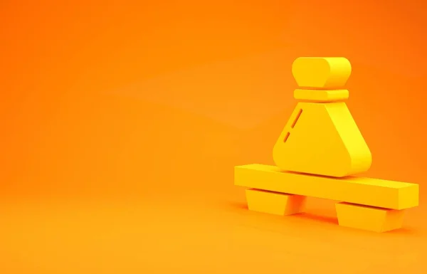 切板图标上的黄色饺子用橙色背景隔开 传统的中国菜 最低纲领的概念 3D说明3D — 图库照片