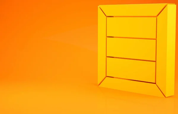 黄色木箱图标孤立在橙色背景 最低纲领的概念 3D说明3D — 图库照片