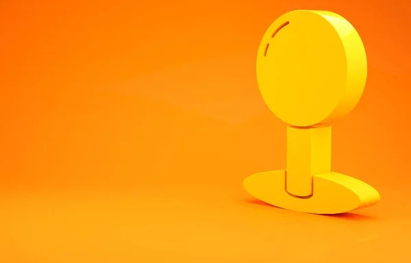 黄色的按钮图标孤立在橙色的背景上 Thumbtacks标志 最低纲领的概念 3D说明3D — 图库照片