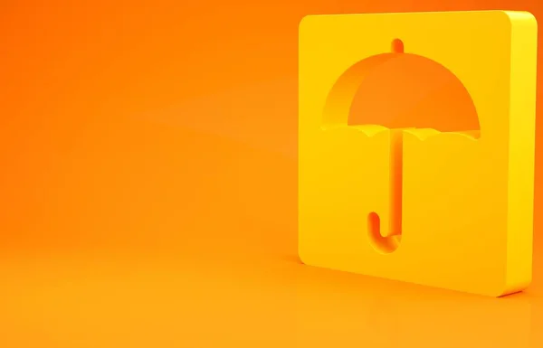 Icono Paraguas Amarillo Aislado Sobre Fondo Naranja Icono Impermeable Protección — Foto de Stock
