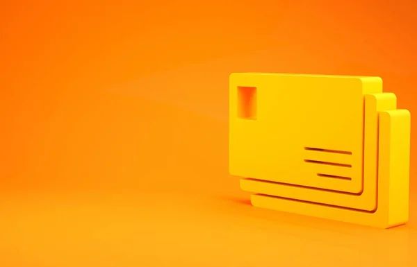 Gele Envelop Pictogram Geïsoleerd Oranje Achtergrond Mailbericht Letter Symbool Minimalisme — Stockfoto