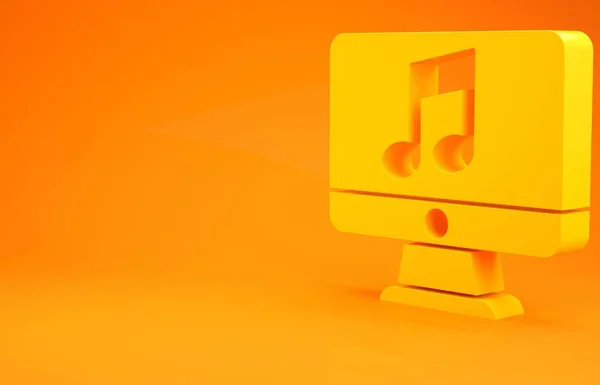 Ordenador Amarillo Con Símbolo Nota Musical Icono Pantalla Aislado Sobre —  Fotos de Stock