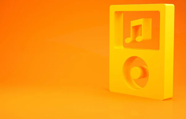 Yellow Music Player Icoon Geïsoleerd Oranje Achtergrond Draagbaar Muziekapparaat Minimalisme — Stockfoto