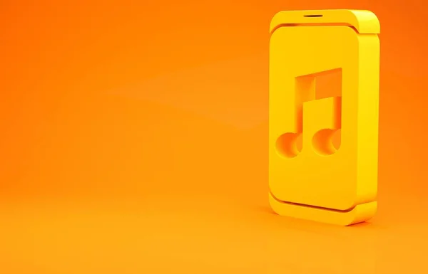 Icône Lecteur Musique Jaune Isolée Sur Fond Orange Dispositif Musique — Photo