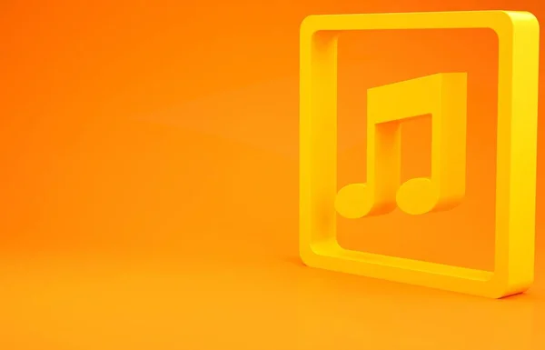 黄色の音楽ノート オレンジ色の背景に隔離されたトーンアイコン 最小限の概念 3Dイラスト3Dレンダリング — ストック写真