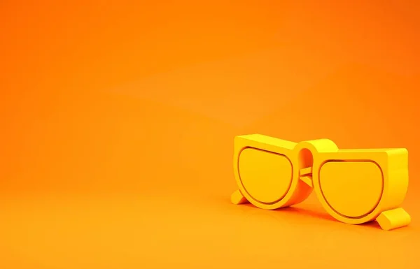 Gelbe Brille Auf Orangefarbenem Hintergrund Brillengestell Symbol Minimalismus Konzept Illustration — Stockfoto