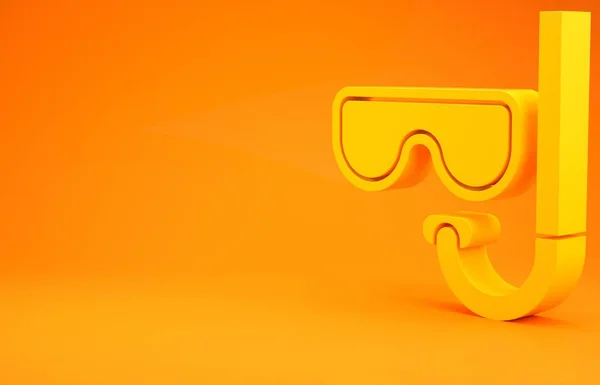 Yellow Diving Masker Snorkel Pictogram Geïsoleerd Oranje Achtergrond Extreme Sport — Stockfoto