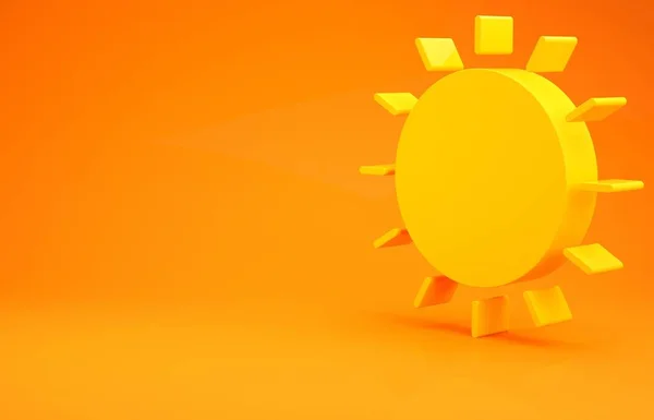 Yellow Sun Icon Isolated Orange Background Summer Symbol Good Sunny — Stock Photo, Image