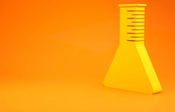 Yellow Oil petrol test tube icon isolated on orange background. Minimalism concept. 3d illustration 3D render