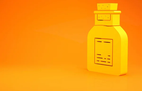 Žlutý Olej Benzinové Zkumavky Ikona Izolované Oranžovém Pozadí Minimalismus Ilustrace — Stock fotografie