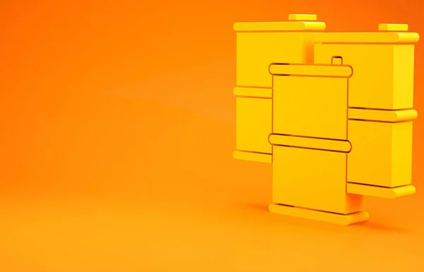 黄色的梭鱼油图标孤立在橙色的背景 最低纲领的概念 3D说明3D — 图库照片