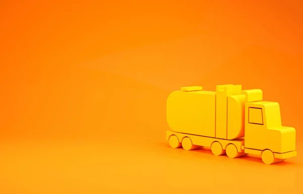 Gele Tankwagen Pictogram Geïsoleerd Oranje Achtergrond Aardolietanker Benzinetruck Reservoir Olietrailer — Stockfoto