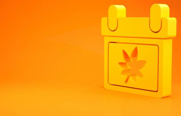 黄历与秋天的叶子图标孤立在橙色背景 最低纲领的概念 3D渲染3D插图 — 图库照片