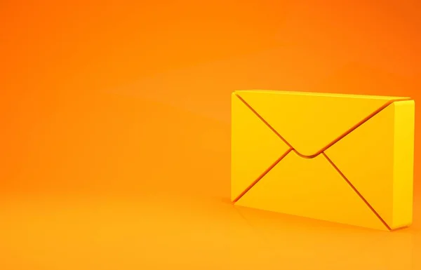 Icône Enveloppe Jaune Isolée Sur Fond Orange Message Électronique Symbole — Photo
