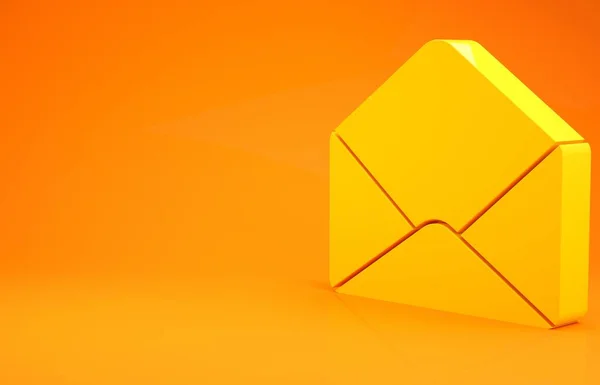 Yellow Envelope Icon Isolated Orange Background Email Message Letter Symbol — Stock Photo, Image