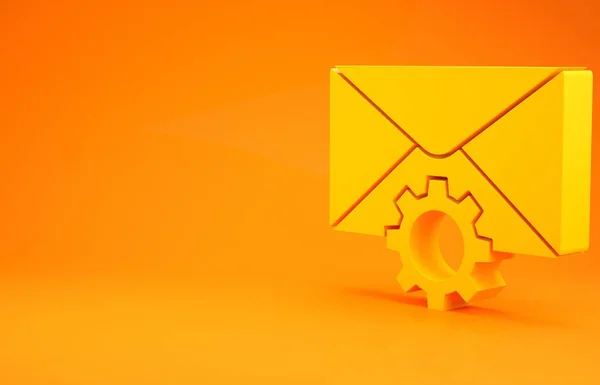 Yellow Envelope setting icon isolated on orange background. Minimalism concept. 3d illustration 3D render
