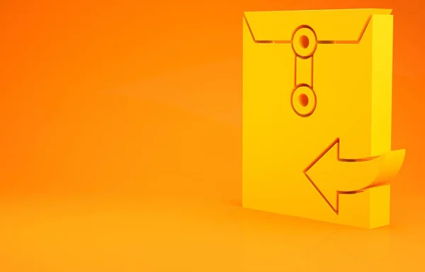 Gelbes Umschlagsymbol Isoliert Auf Orangefarbenem Hintergrund Konzept Der Empfangenen Botschaft — Stockfoto