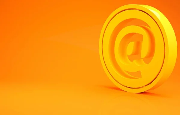 黄色邮件和电子邮件图标孤立在橙色背景 信封符号电子邮件 电子邮件信息签名 最低纲领的概念 3D渲染3D插图 — 图库照片
