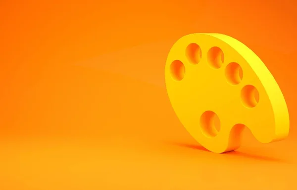 黄色调色板图标孤立在橙色背景 最低纲领的概念 3D渲染3D插图 — 图库照片