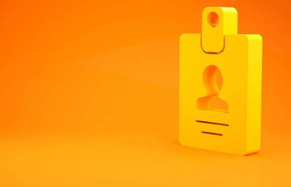 黄色身份徽章图标孤立在橙色背景 它可以用于演示 公司的身份 最低纲领的概念 3D渲染3D插图 — 图库照片