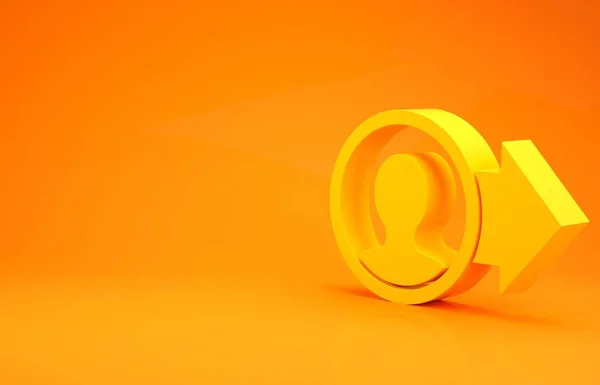 Yellow Job promotion icon isolated on orange background. Success, achievement, motivation business symbol, growth. Minimalism concept. 3d illustration 3D render