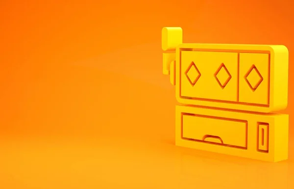 Жовтий Значок Ігрового Автомата Ізольовано Помаранчевому Фоні Концепція Мінімалізму Ілюстрація — стокове фото