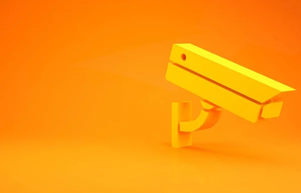 Icono Cámara Yellow Security Aislado Sobre Fondo Naranja Concepto Minimalista — Foto de Stock