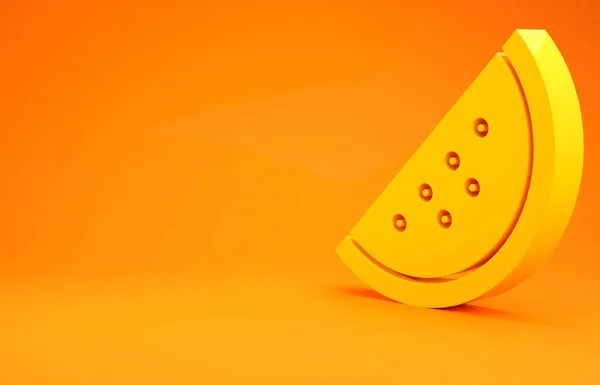 黄色卡西诺老虎机与西瓜符号图标孤立在橙色背景 赌博游戏 最低纲领的概念 3D渲染3D插图 — 图库照片