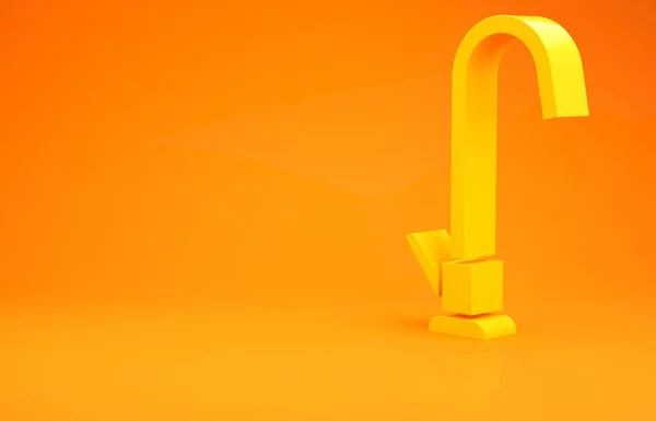 Желтая Вода Кран Значок Изолирован Оранжевом Фоне Концепция Минимализма Рендеринг — стоковое фото