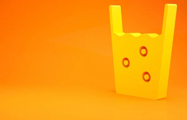 オレンジの背景に水のアイコンが隔離された黄色のガラス ソーダグラス 最小限の概念 3Dイラスト3Dレンダリング — ストック写真