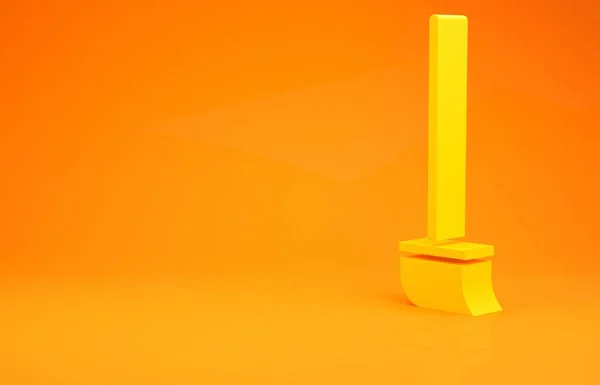 Gul Mop Ikon Isoleret Orange Baggrund Rengøringsservice Koncept Minimalisme Koncept - Stock-foto