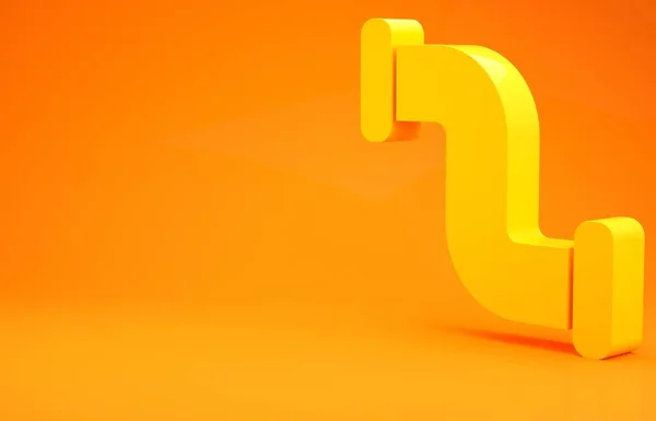 Żółty Przemysł Metaliczna Ikona Rury Izolowane Pomarańczowym Tle Rurociągi Hydrauliczne — Zdjęcie stockowe