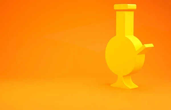 Желтый Стеклянный Бонг Курения Марихуаны Конопли Значок Изолирован Оранжевом Фоне — стоковое фото