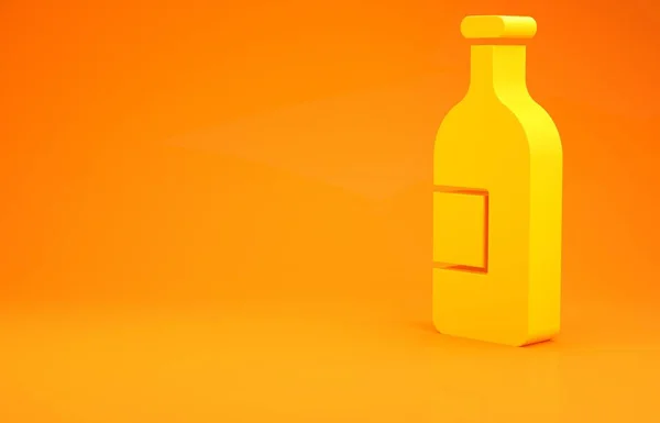 Icône Bouteille Alcool Jaune Isolé Sur Fond Orange Concept Minimalisme — Photo