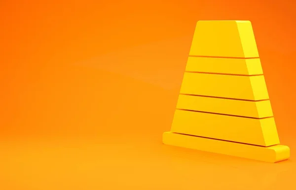 Icono Cono Tráfico Amarillo Aislado Sobre Fondo Naranja Concepto Minimalista — Foto de Stock