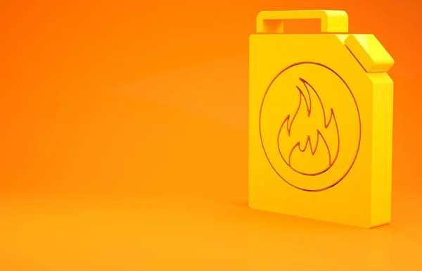 Yellow Canister Flammable Liquids Icon Isolated Orange Background Oil Biofuel — Stock Photo, Image