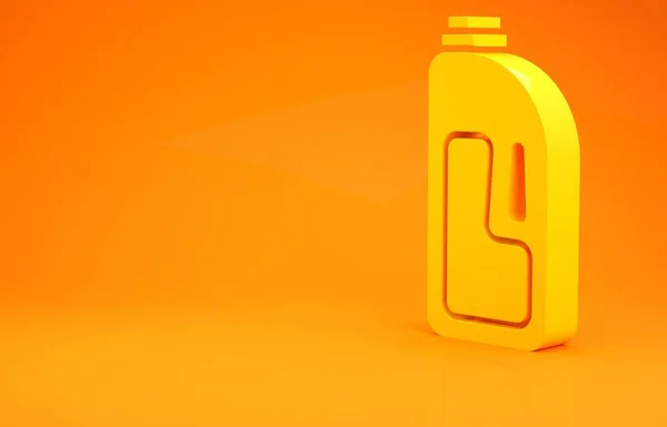 Žlutý Kontejner Ikonou Čističe Odpadních Vod Izolovaný Oranžovém Pozadí Čisticí — Stock fotografie
